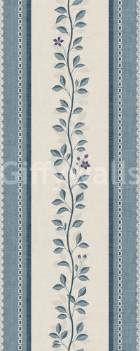 Coastal Slate Blue Vine Stripe Wallpaper⁠
