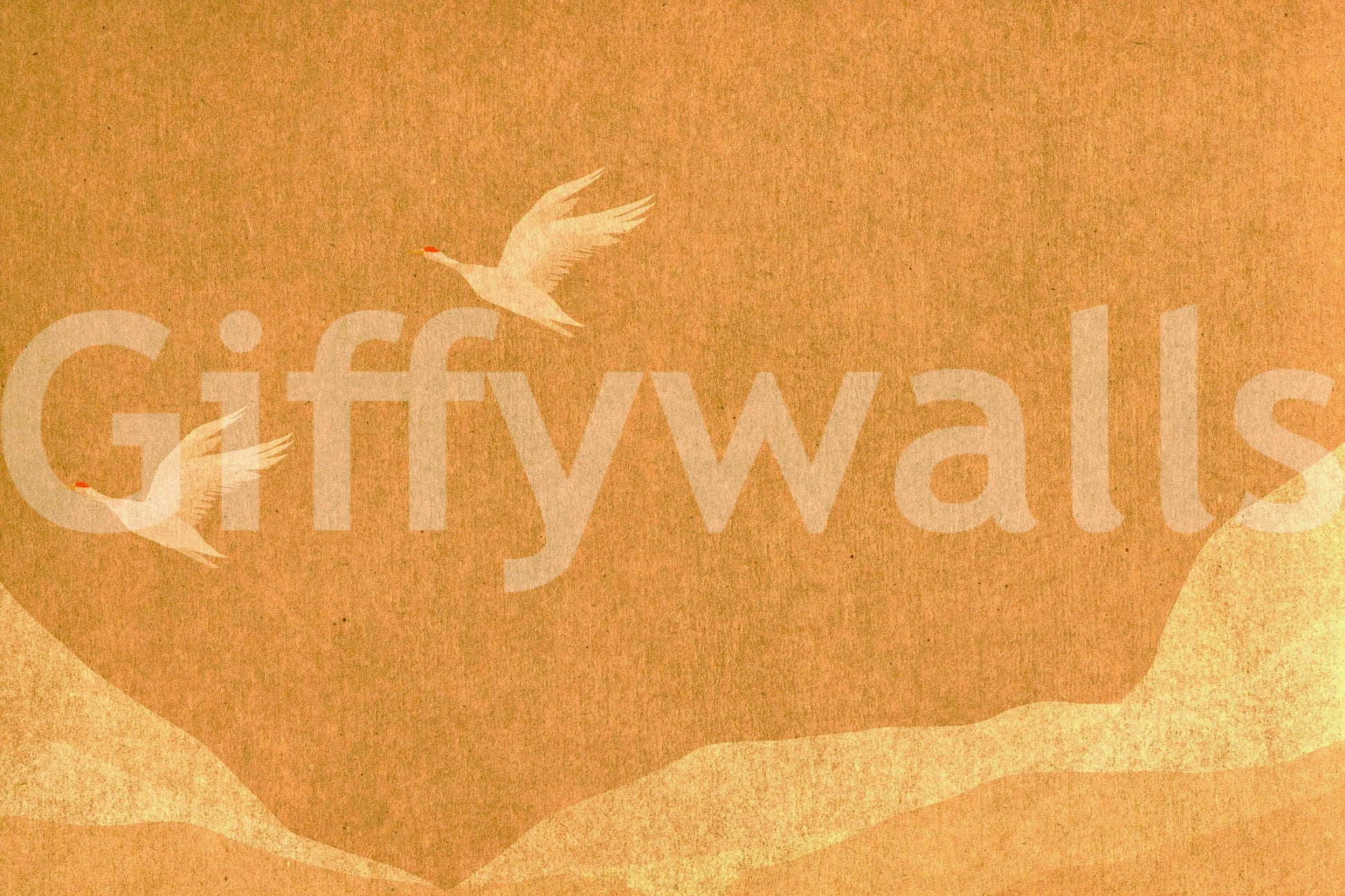 Celestial Golden Cranes over Serene Hills Wall Mural