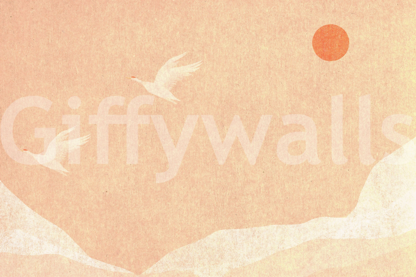 Minimalist Japanese Cranes at Sunset Wall Mural