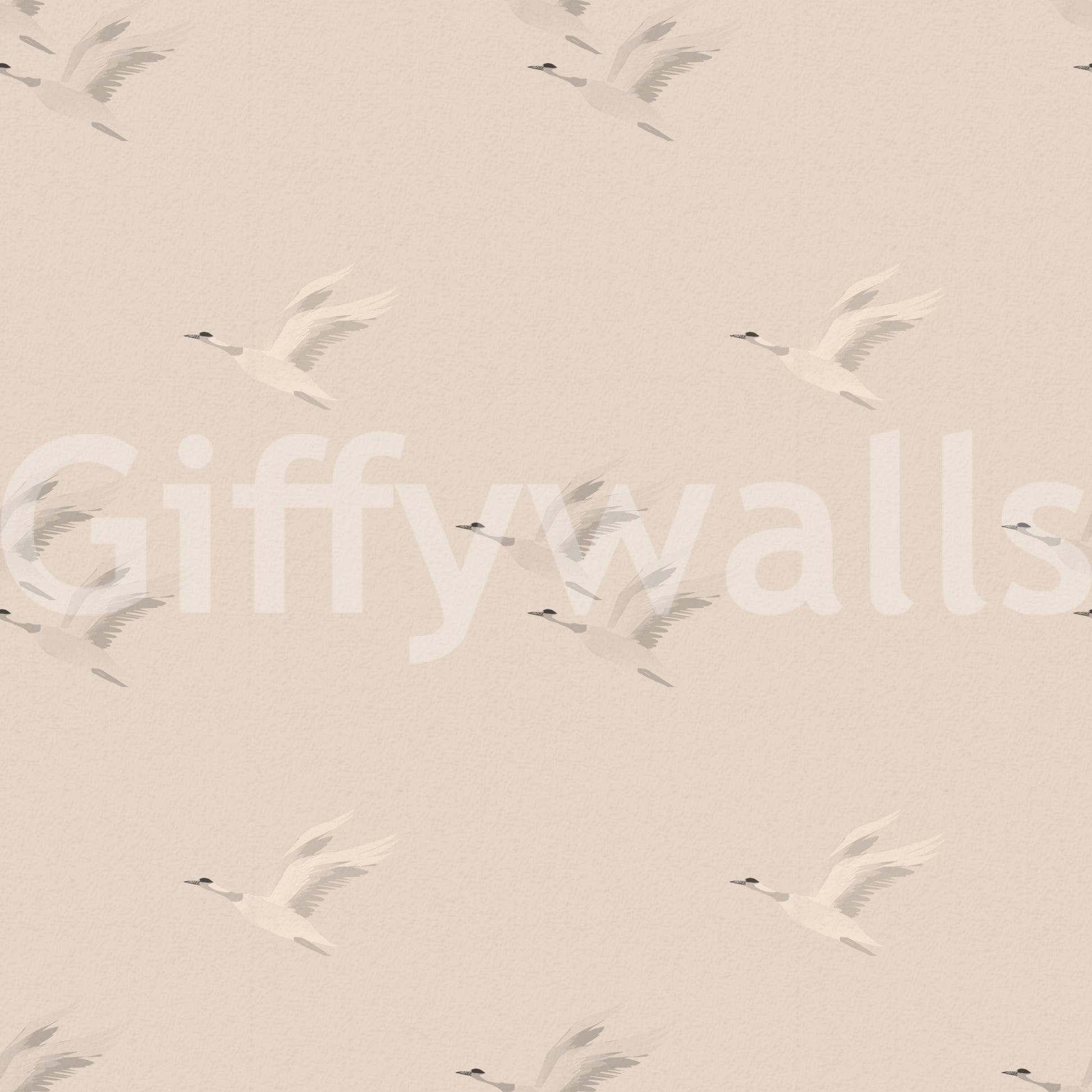 Serene Winged Flight Soft Ochre Pattern Wallpaper⁠