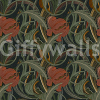 Midnight Garden Art Nouveau Bloom Wallpaper⁠