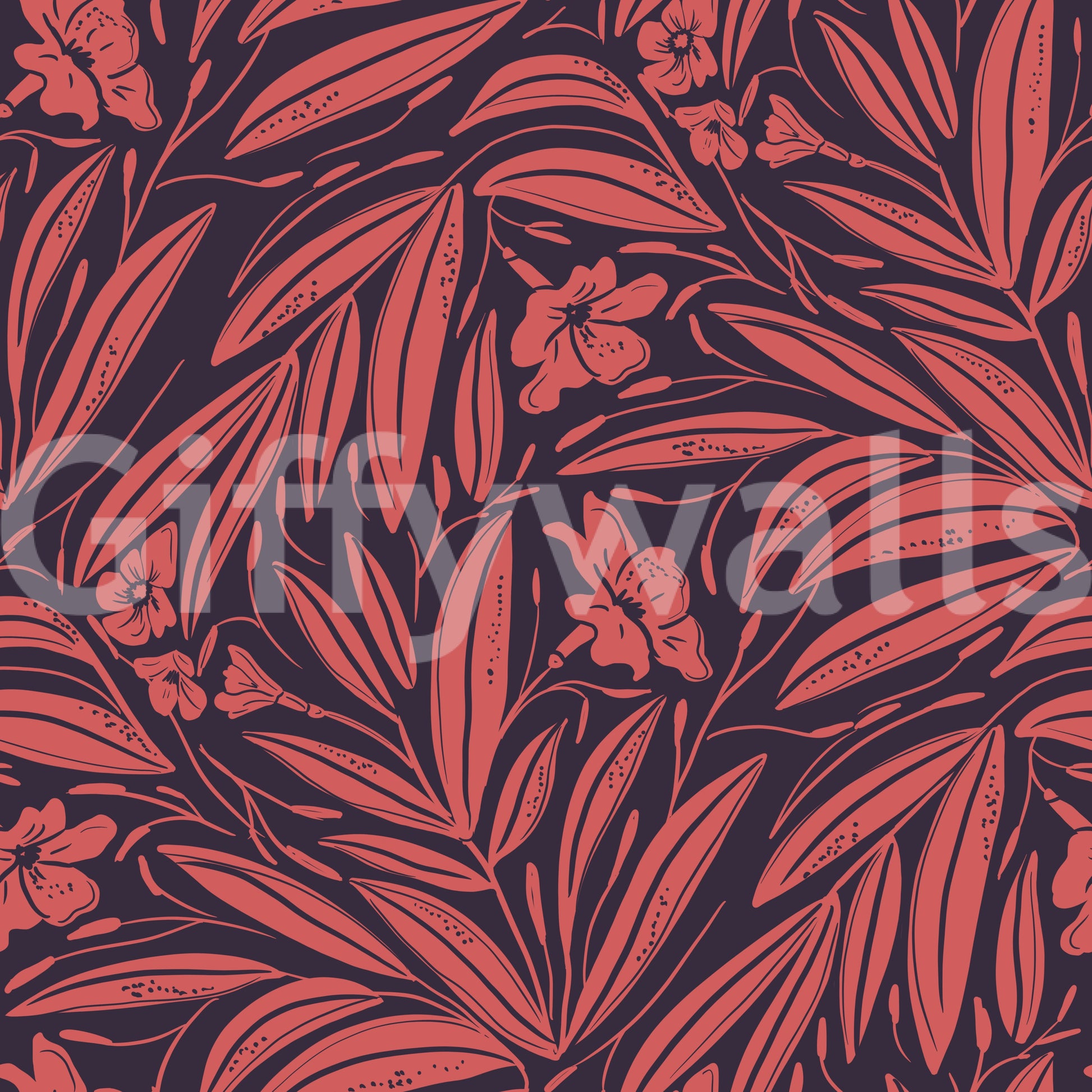 Crimson Foliage Silhouette Wallpaper⁠