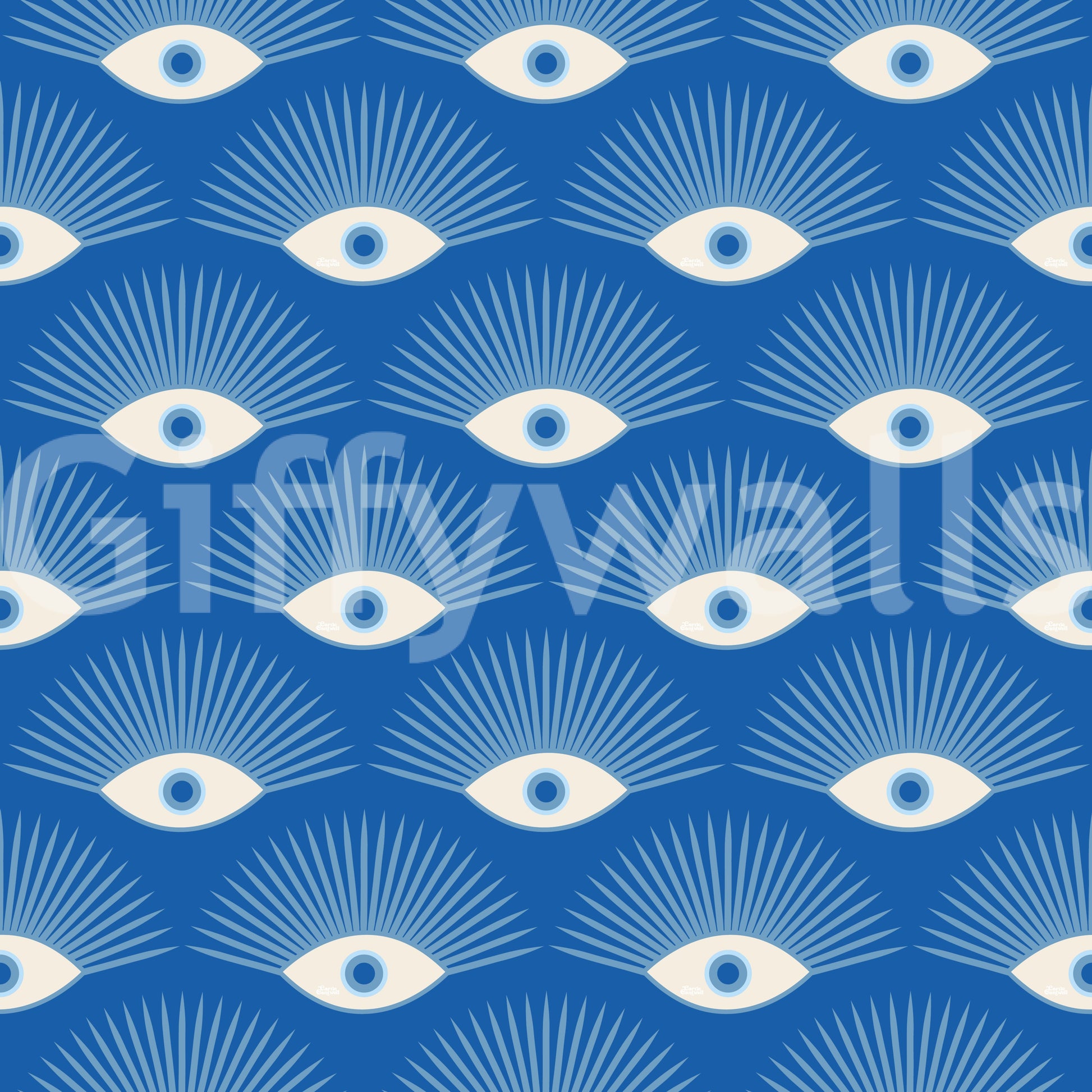 Stylized Eyelash Motif in Cobalt Blue Wallpaper⁠