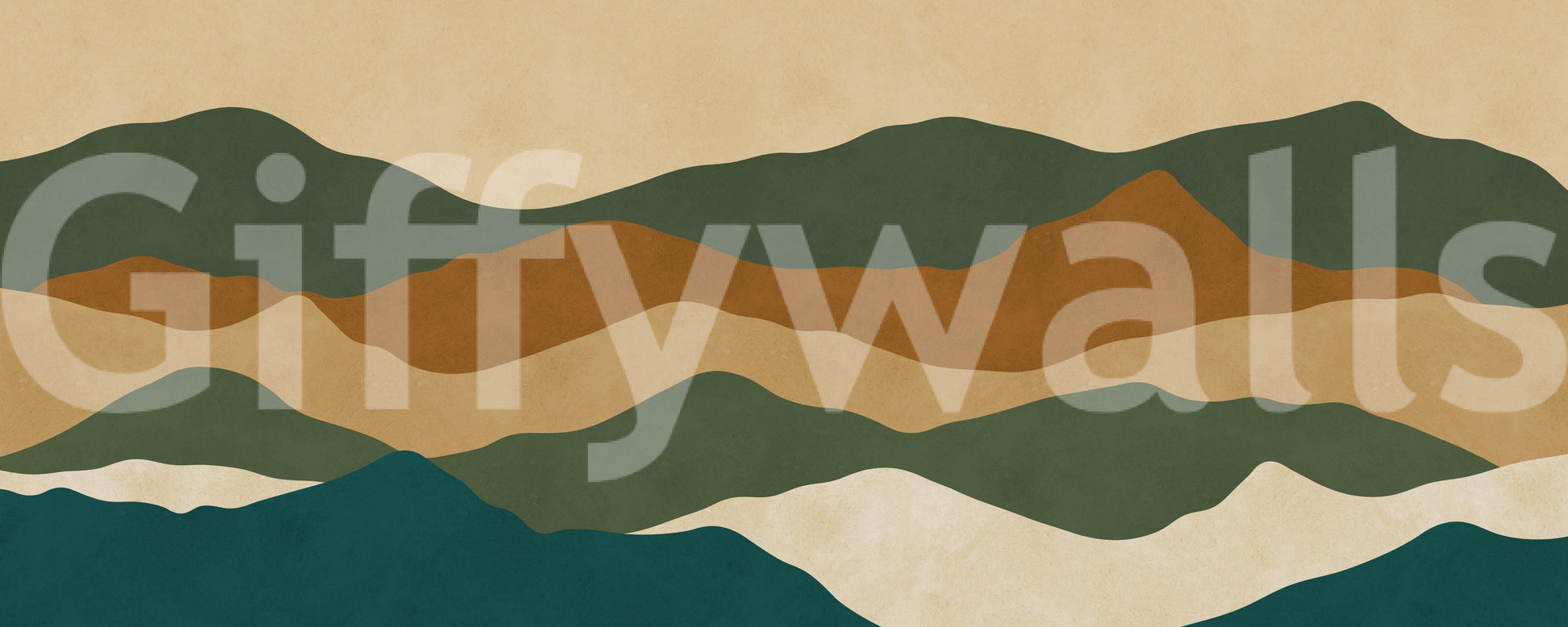 Abstract Earthy Mountain Range Layers Wall Mural