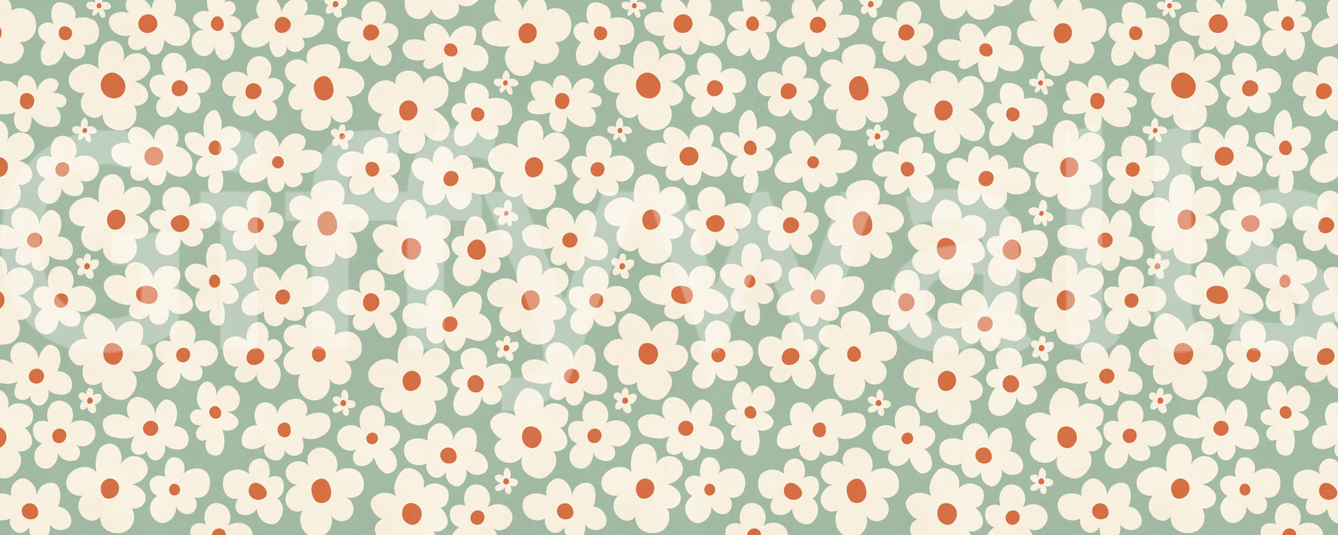 Retro Daisy Meadow Wall Mural