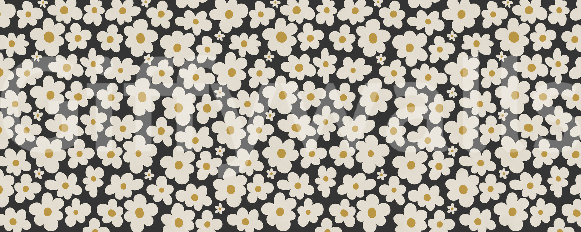 Retro Floral Bloom Pattern Wall Mural