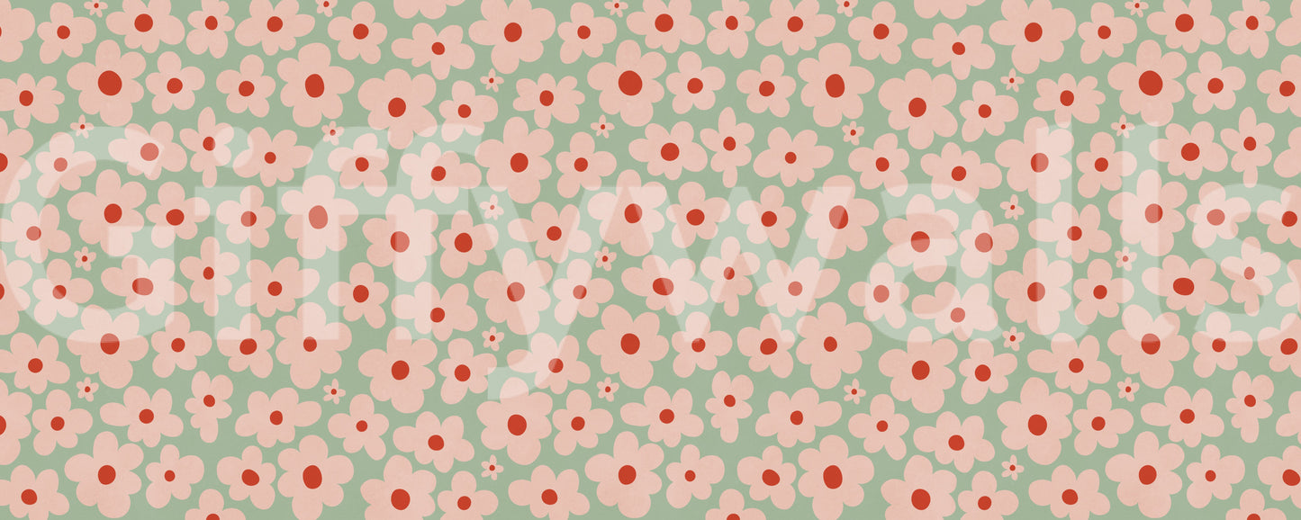 Retro Daisy Meadow Wall Mural