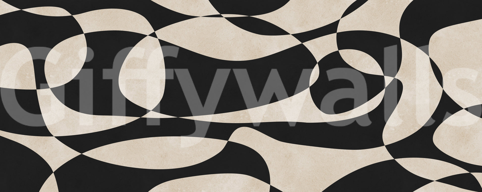 Abstract Cream and Charcoal Interplay Wall Mural