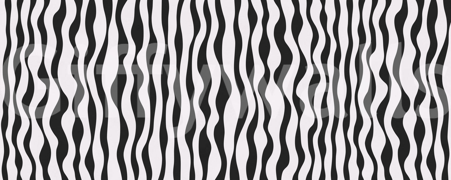 Monochrome Wavy Stripe Design Wall Mural