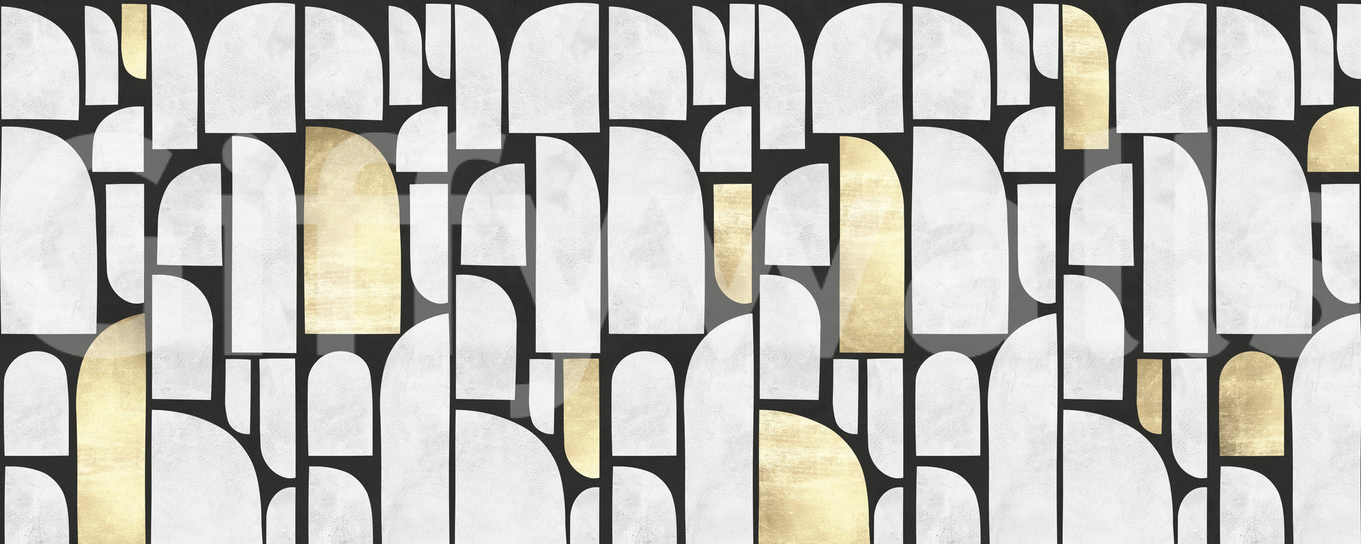 Modernist Gold and Stone Archway Motif Wall Mural