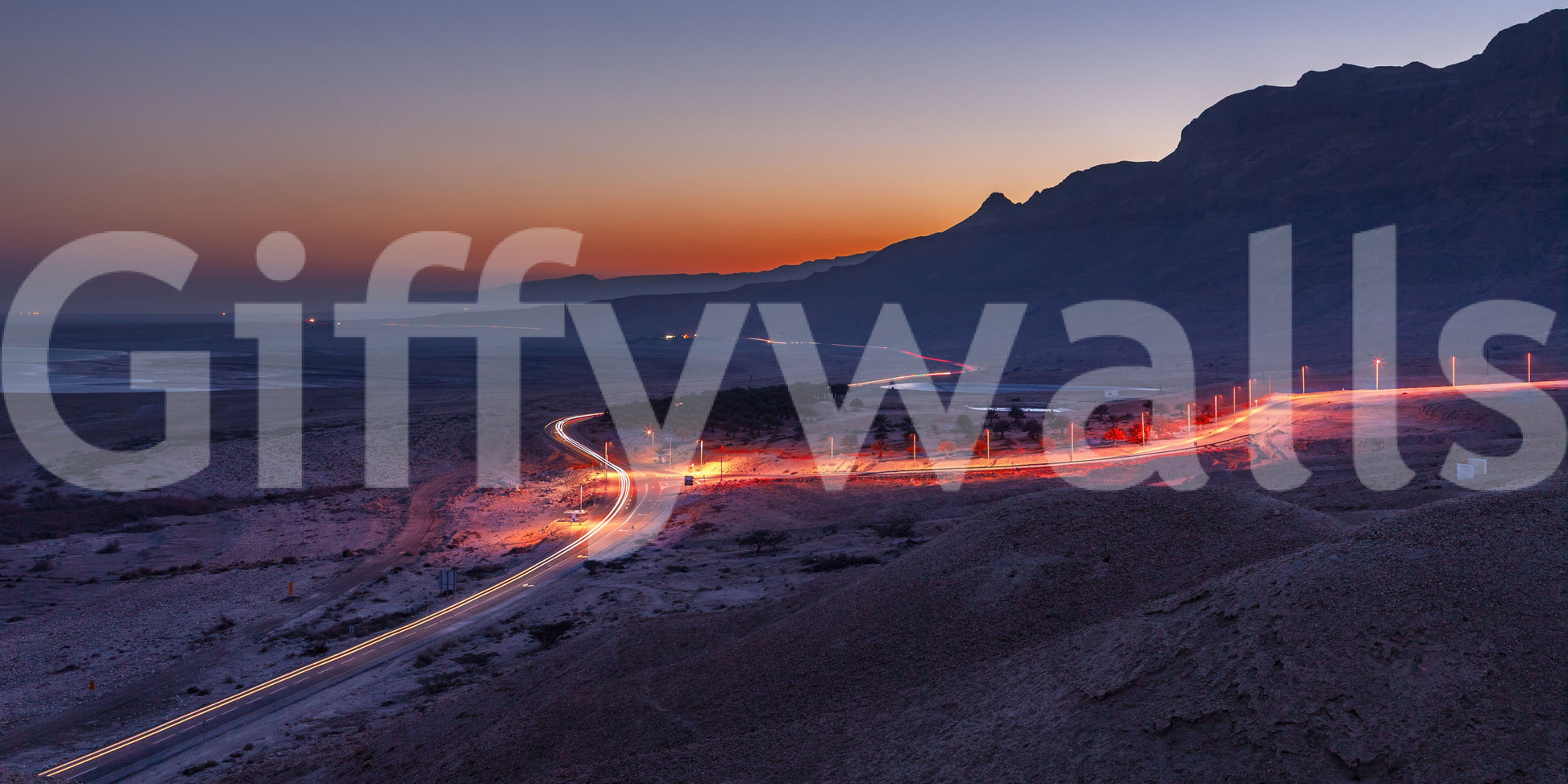 Desert Highway Sunset Horizon Wall Mural