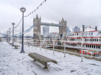 Snowy Thames Riverside View Wall Mural