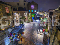 London Nighttime Cobblestone Market Square Wall Mural