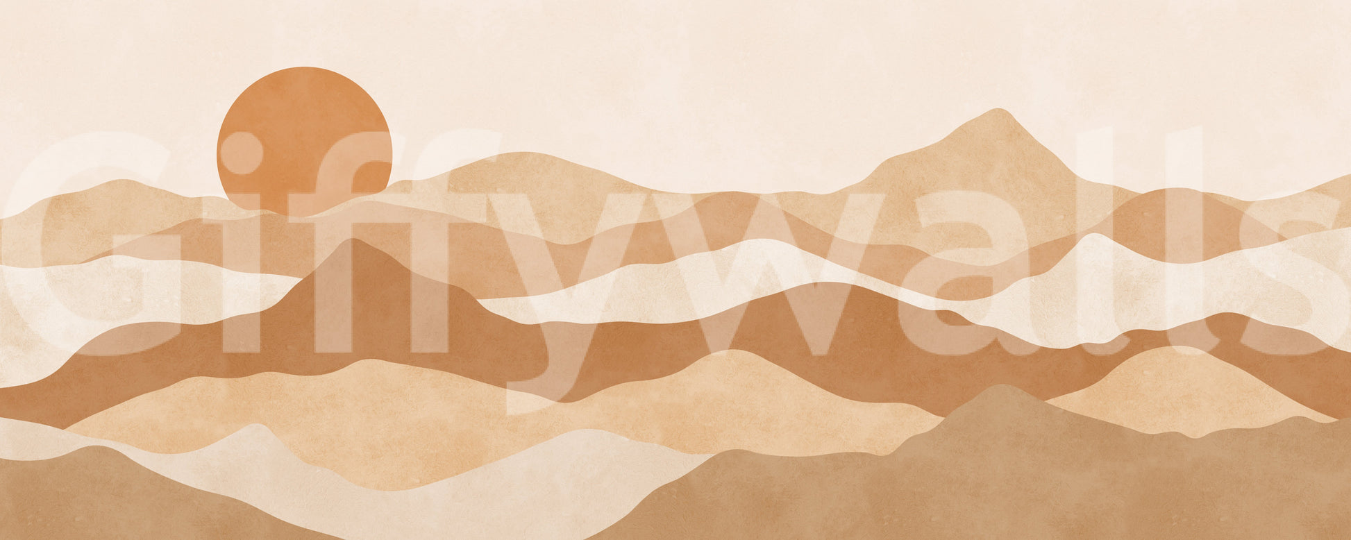 Desert Sunset Minimalist Peaks Wall Mural