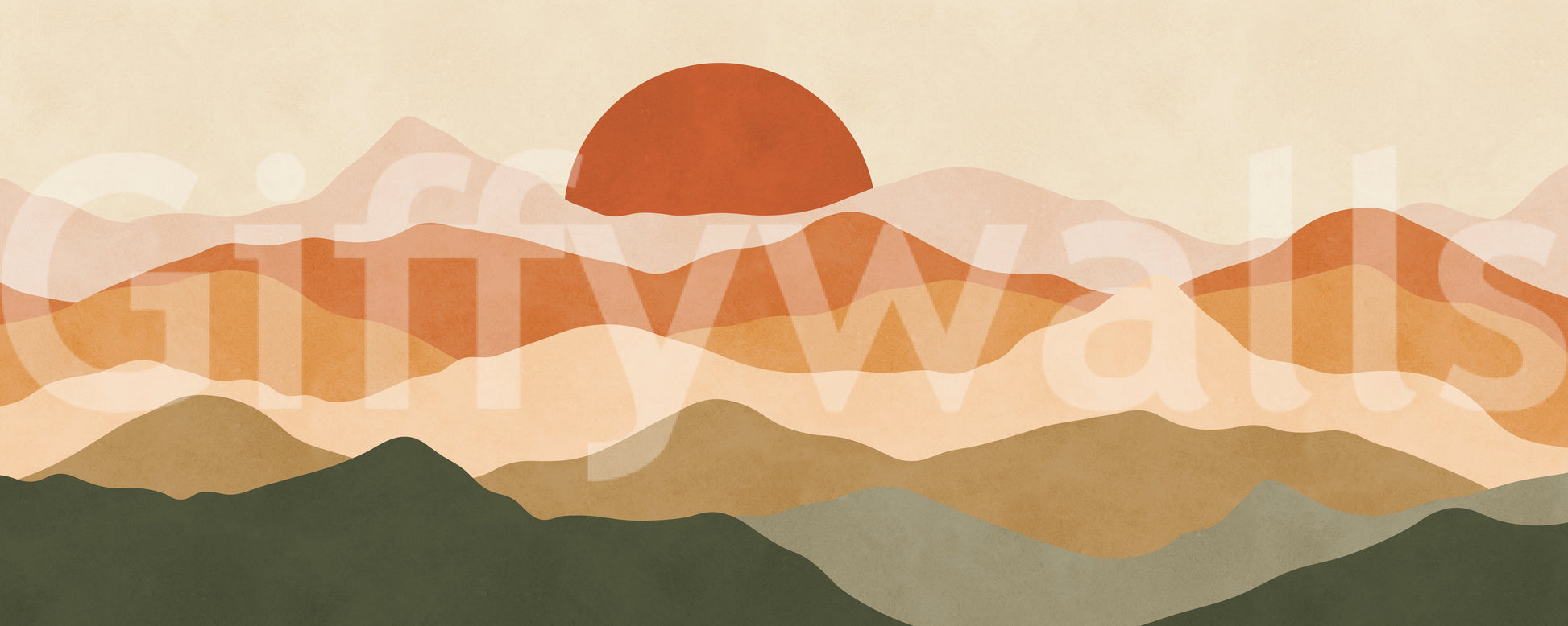 Minimalist Sunset Peaks Wall Mural
