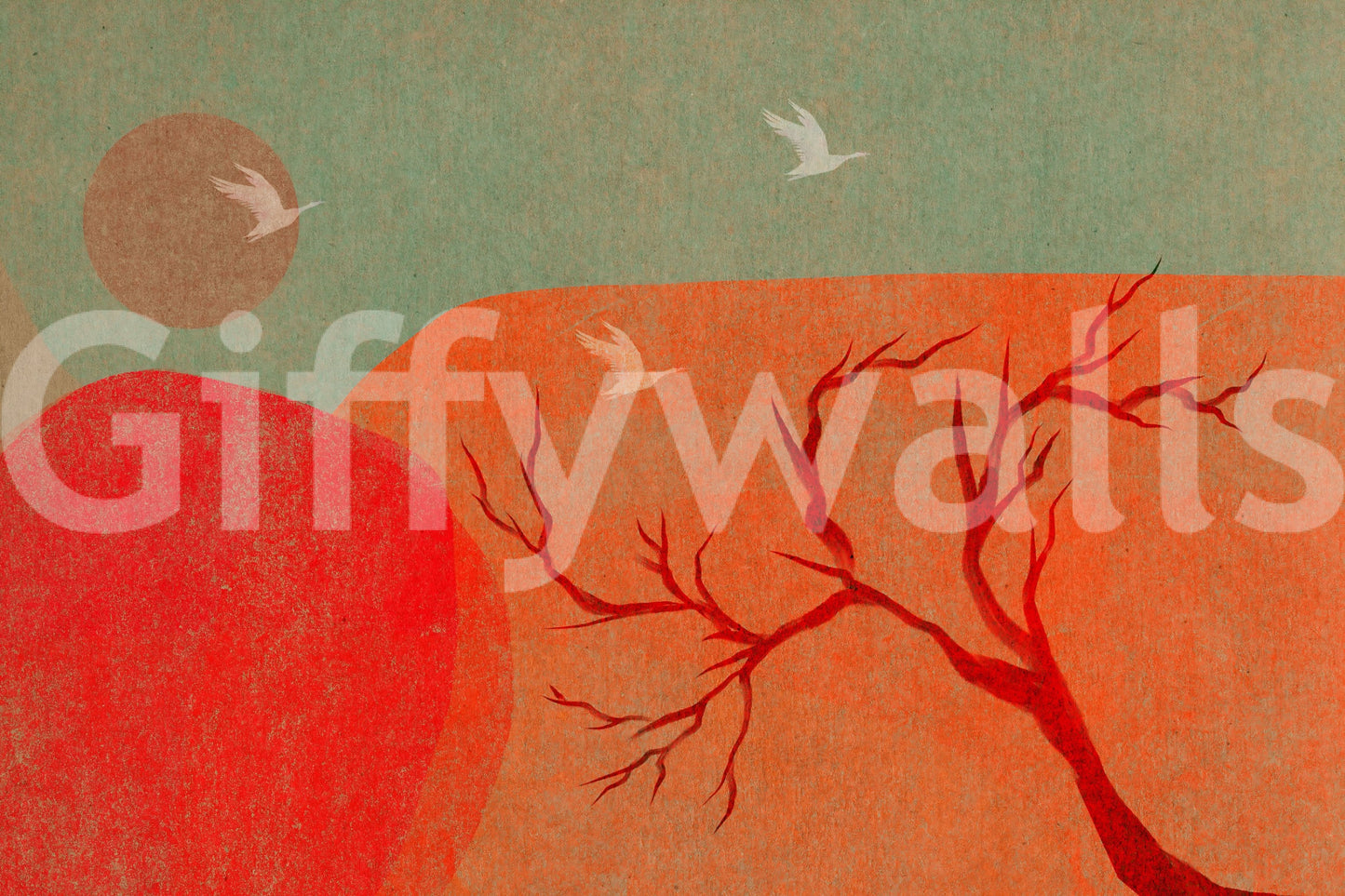 Abstract Painted Dusk Scenery Wall Mural