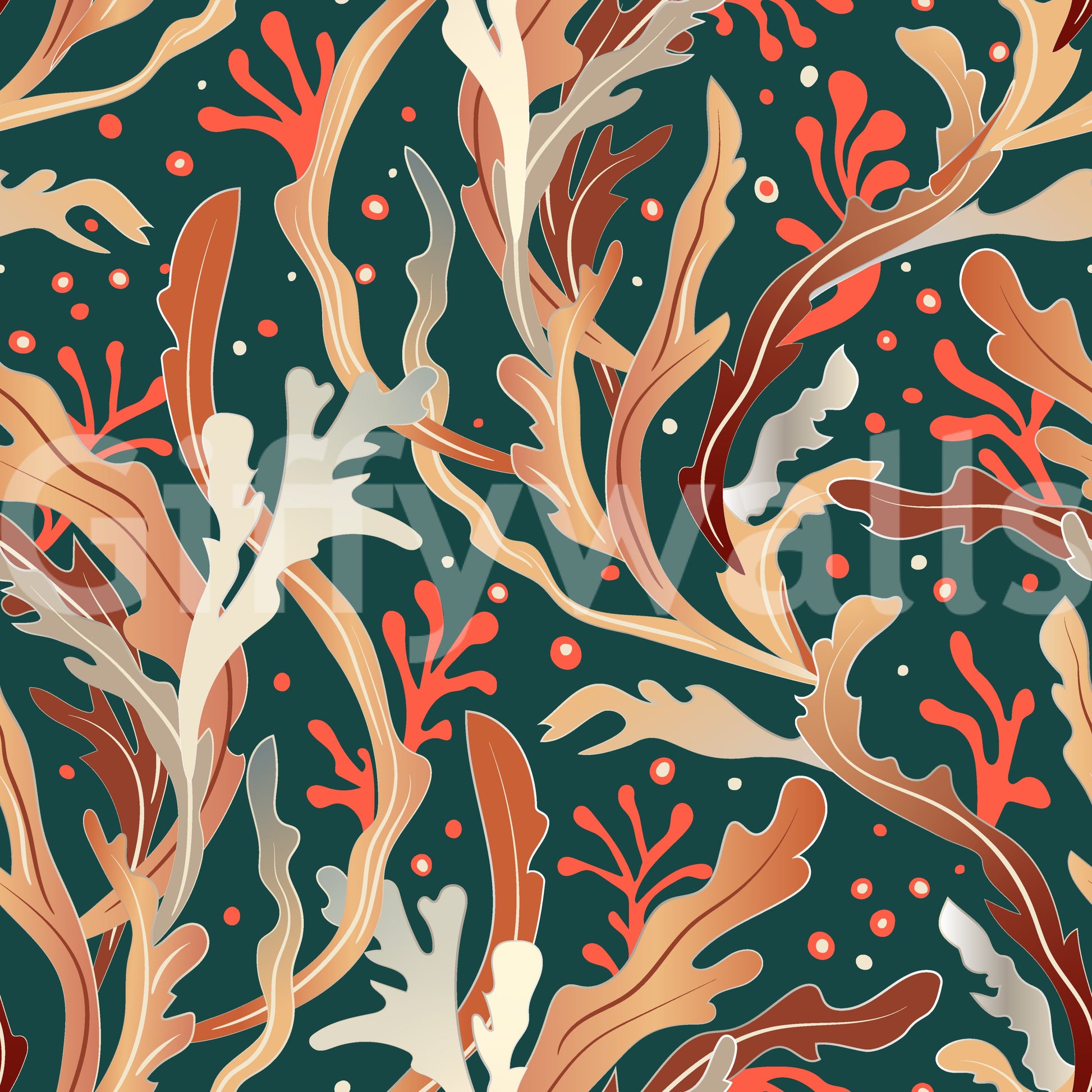 Abstract Seaweed Foliage Wallpaper⁠