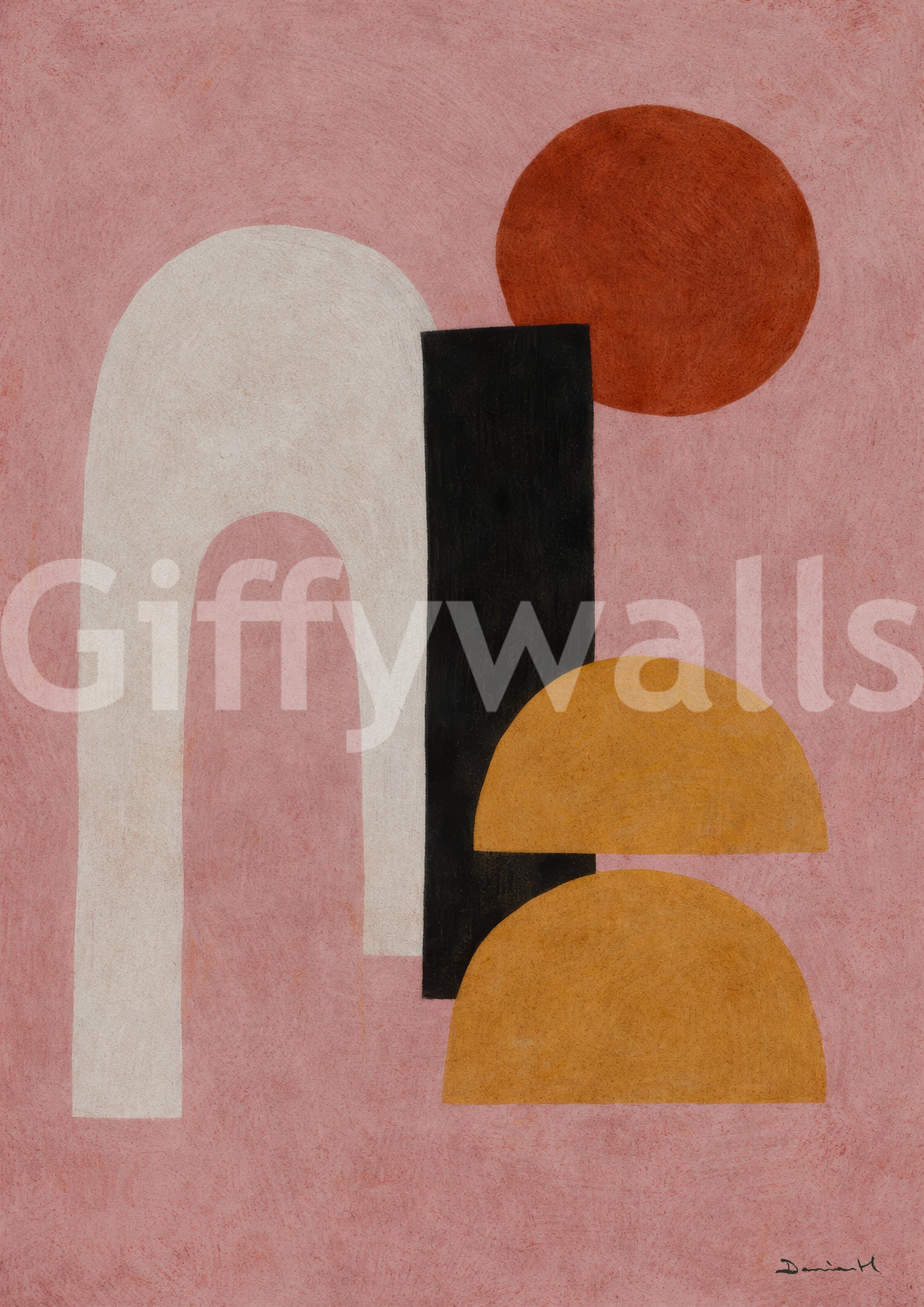 Abstract Shapes in Rose and Clay Wall Mural