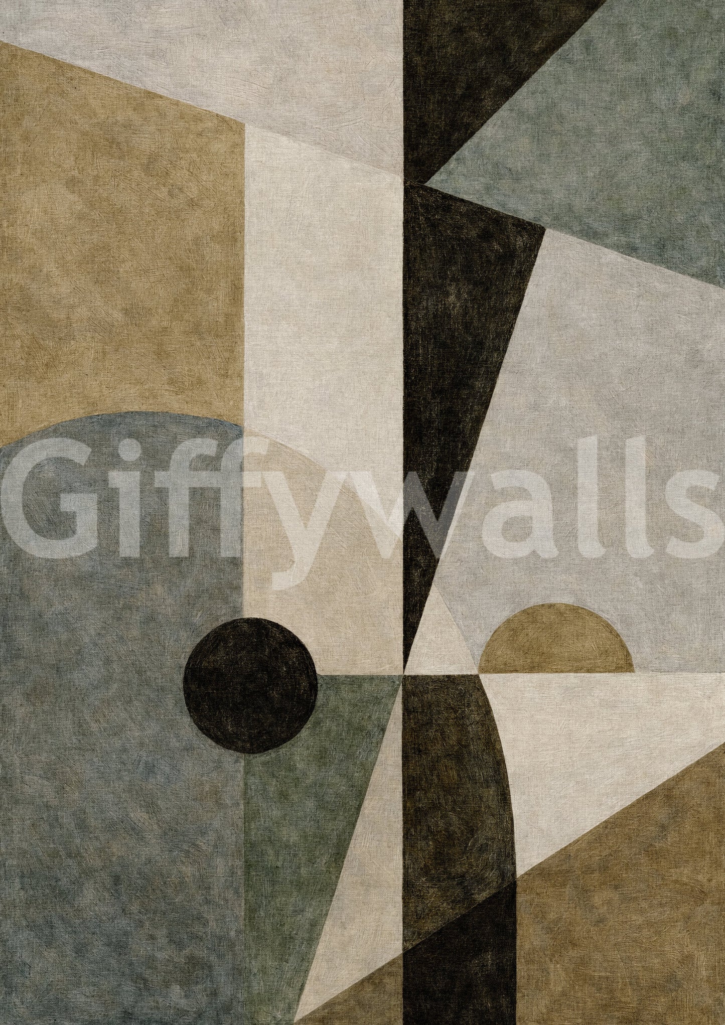 Geometric Earth Tone Cubism Wall Mural