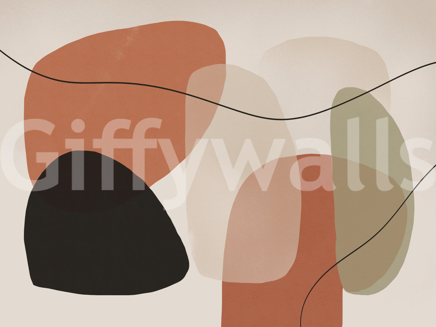 Organic Terracotta and Sage Abstract Shapes Wall Mural