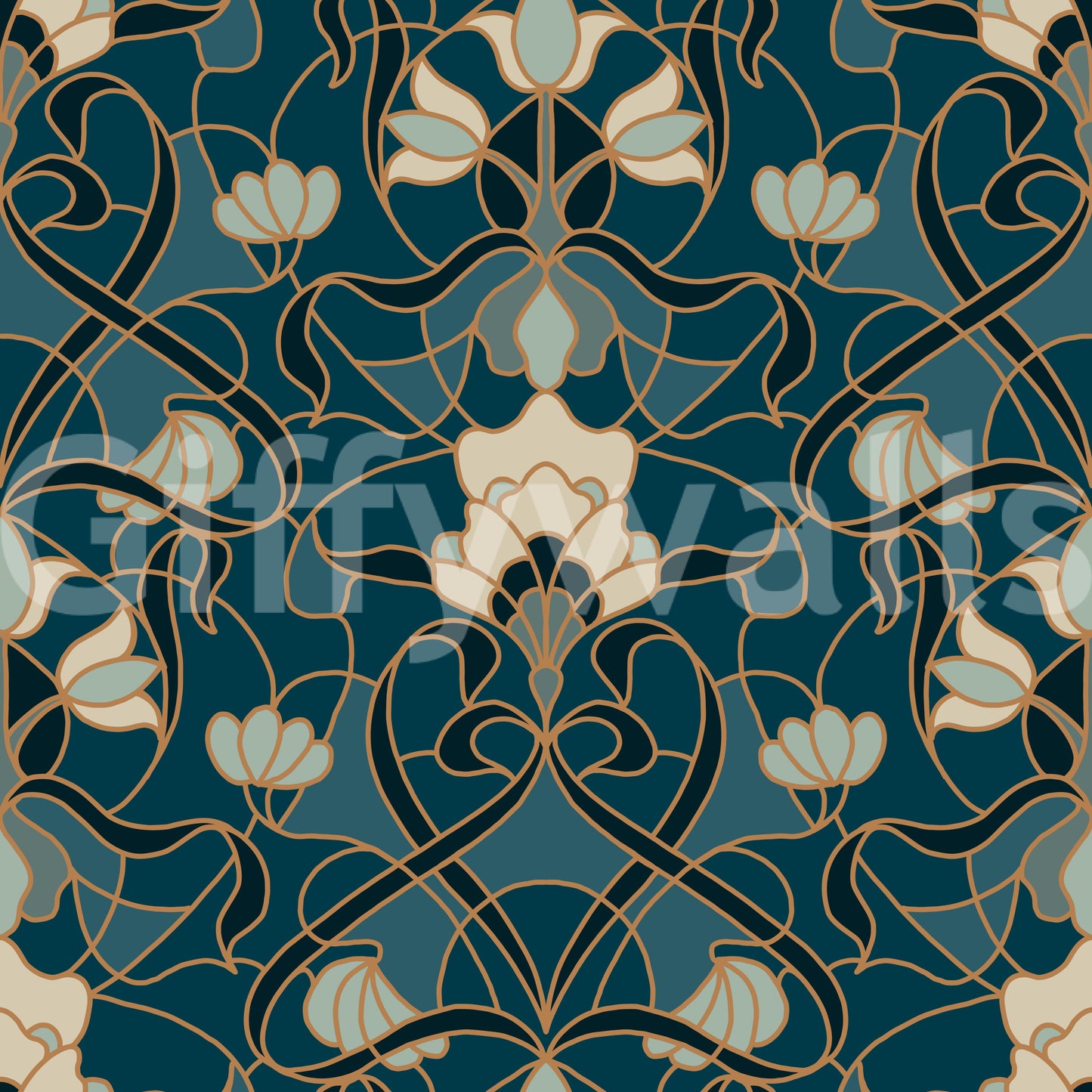 Heritage Botanical Scrollwork Wallpaper⁠