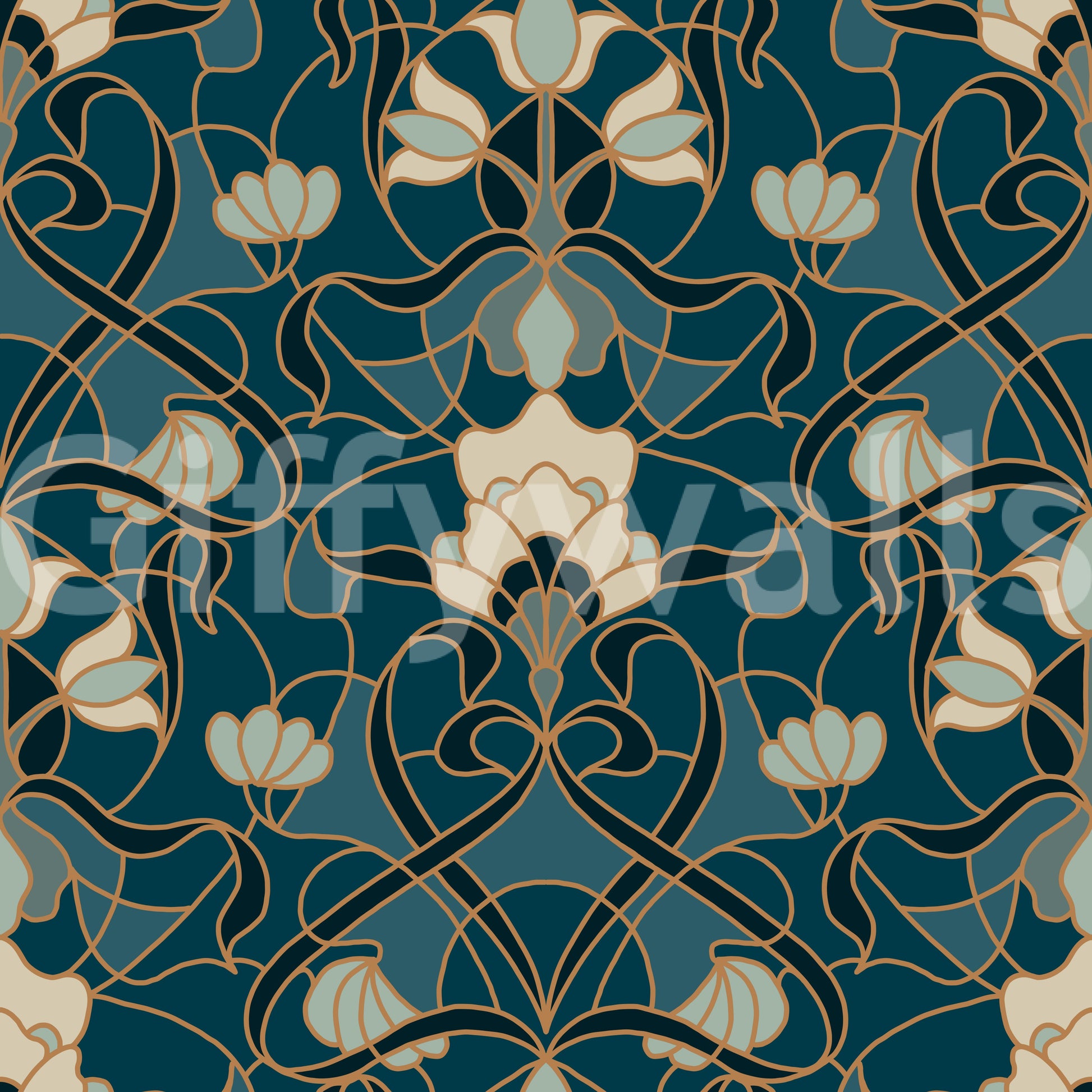 Heritage Botanical Scrollwork Wallpaper⁠