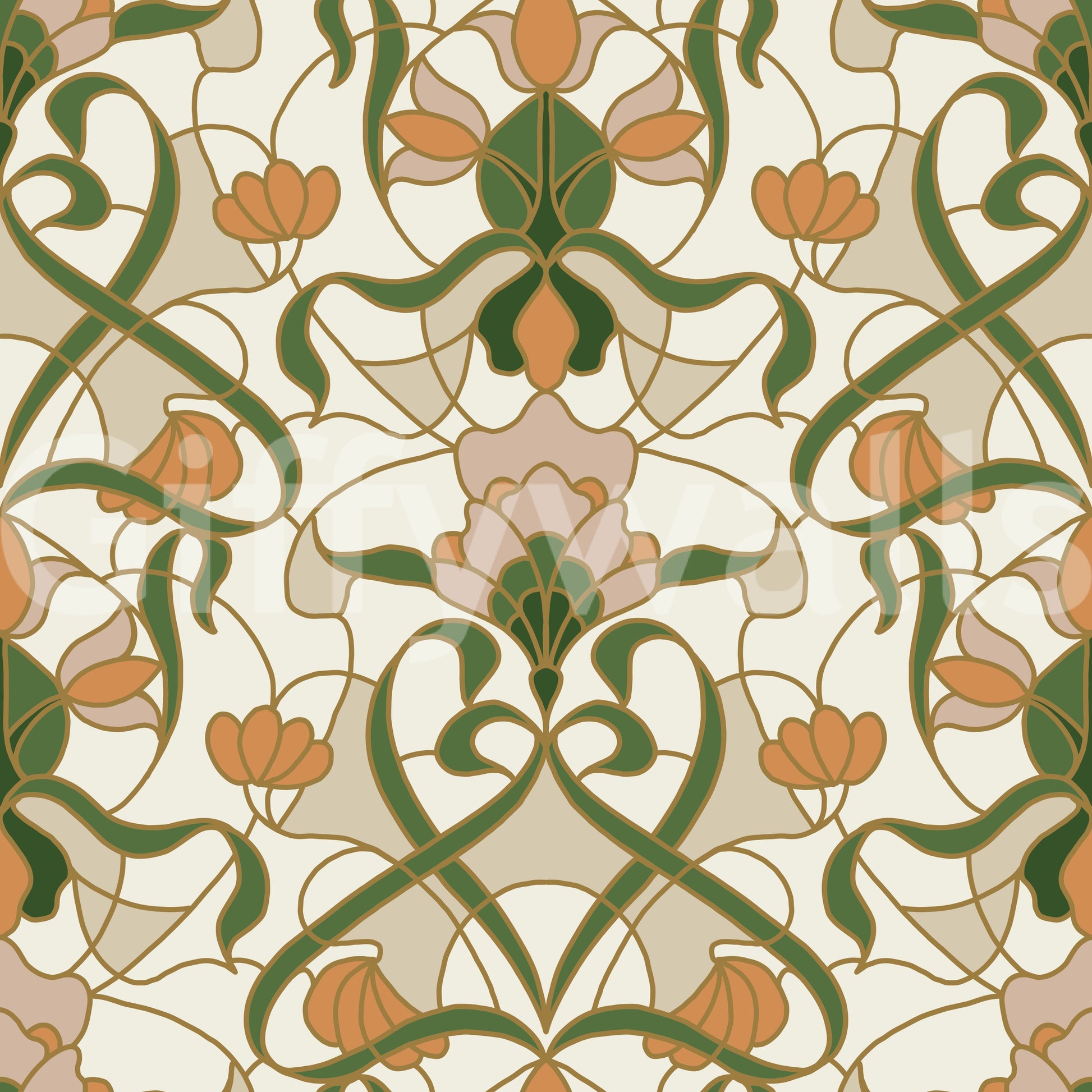 Art Nouveau Floral Interlace Wallpaper⁠
