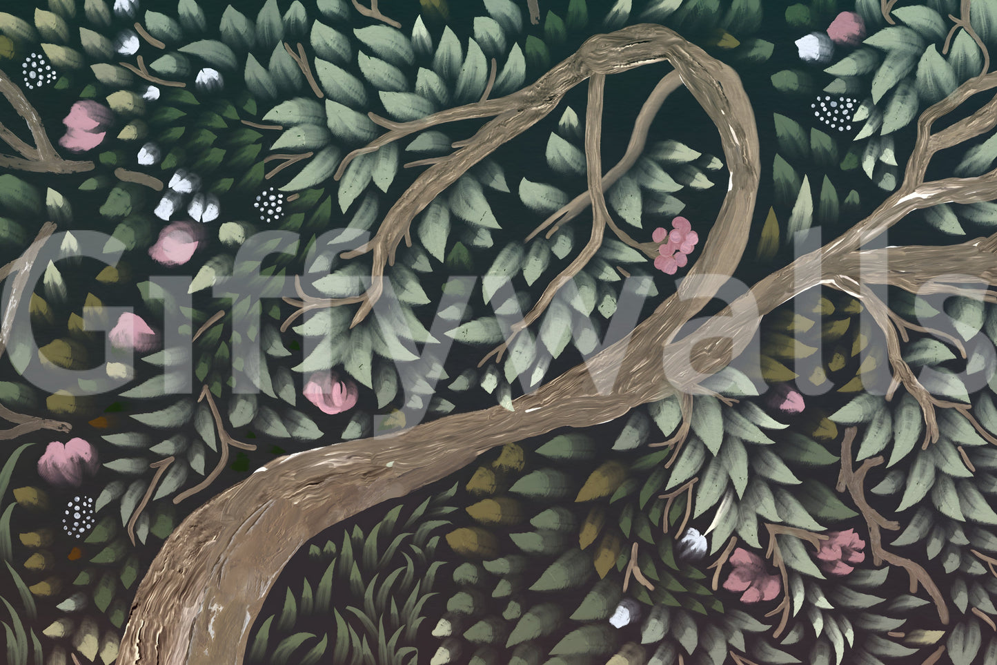 Enchanted Midnight Orchard Canopy Wall Mural