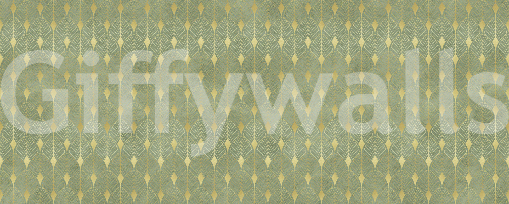 Sage and Gold Art Deco Fan Wall Mural