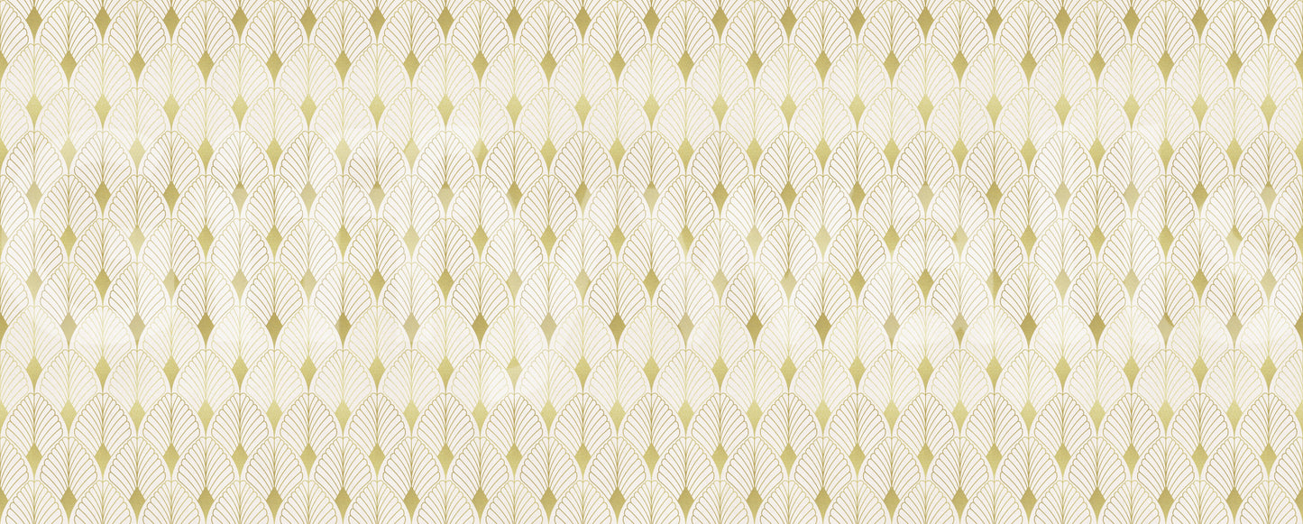 Golden Art Deco Fan Motif Wall Mural