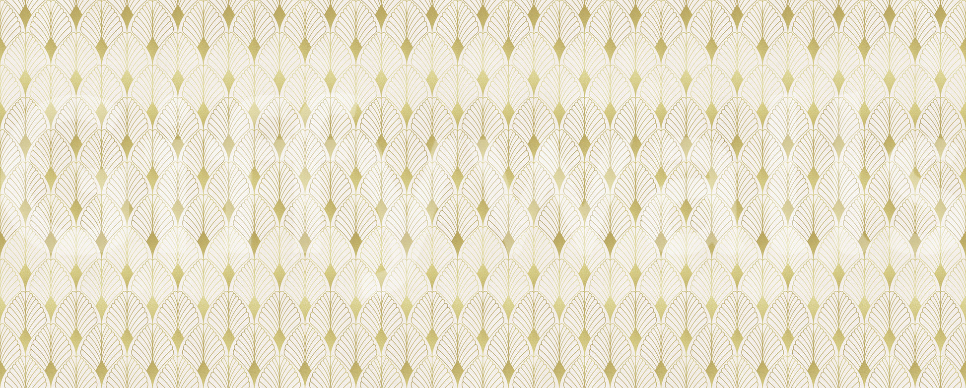 Golden Art Deco Fan Motif Wall Mural