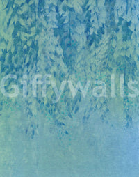 Ethereal Cascading Leaves in Soft Blue Wall Mural