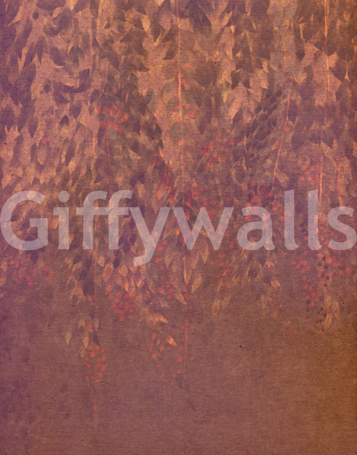 Rustic Berry Trail Botanical Art Wall Mural