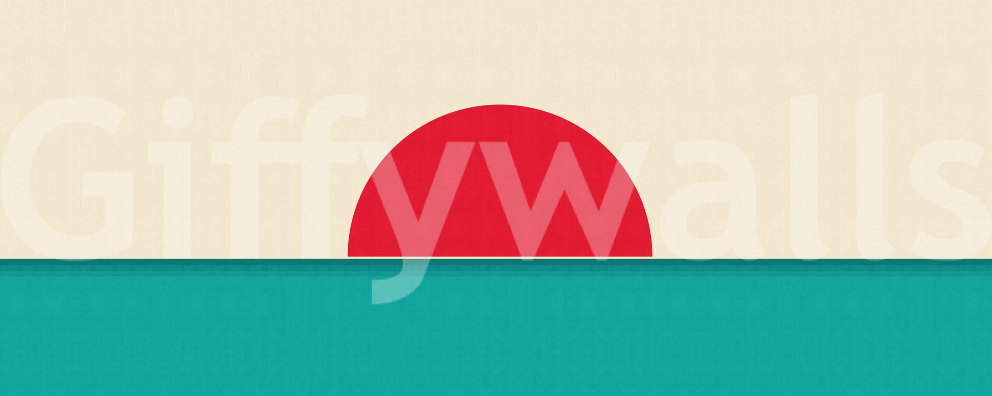 Minimalist Red Sun Seascape Wall Mural