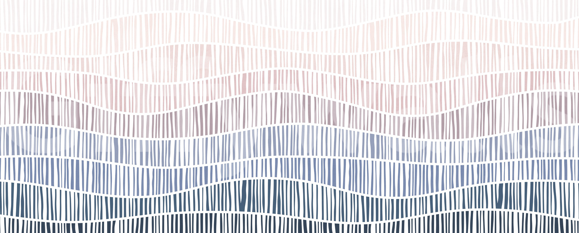 Gradient Waves of Line Art Wall Mural