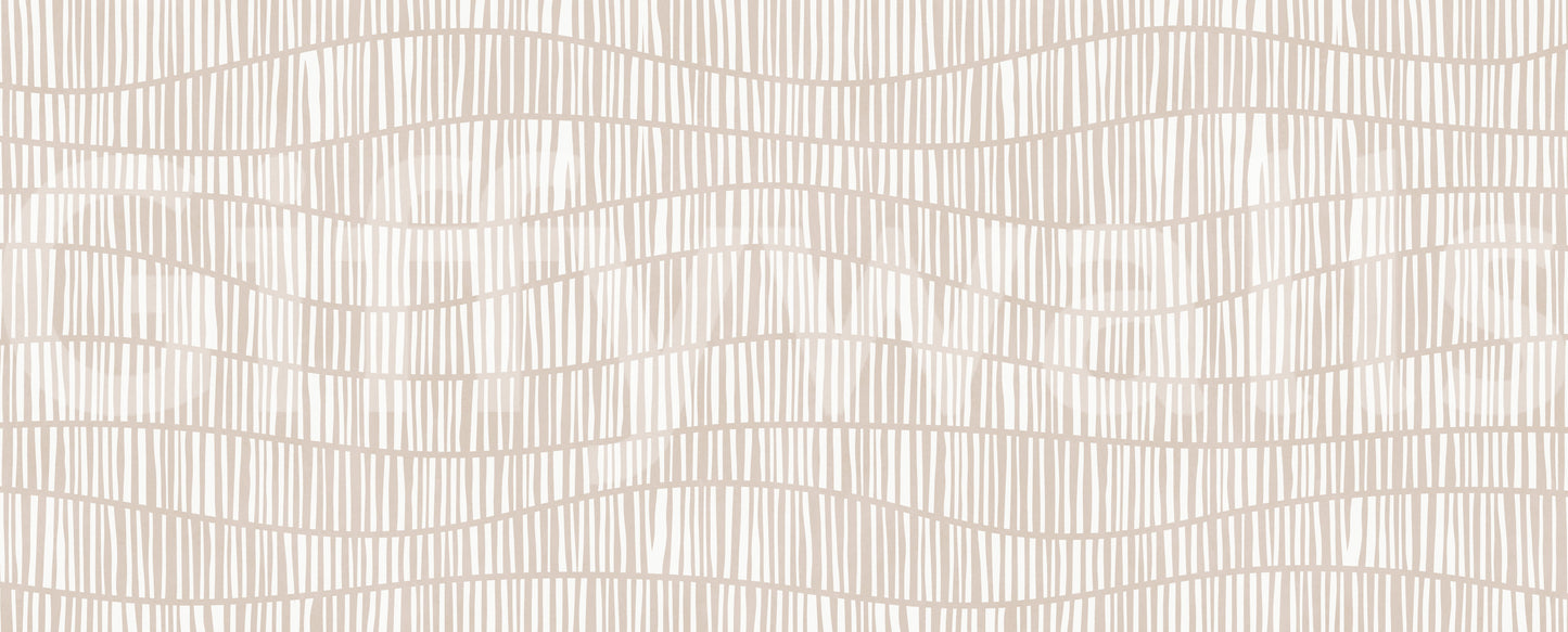 Minimalist Wavy Vertical Lines in Taupe Wall Mural