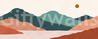 Abstract Terracotta and Teal Range Wall Mural