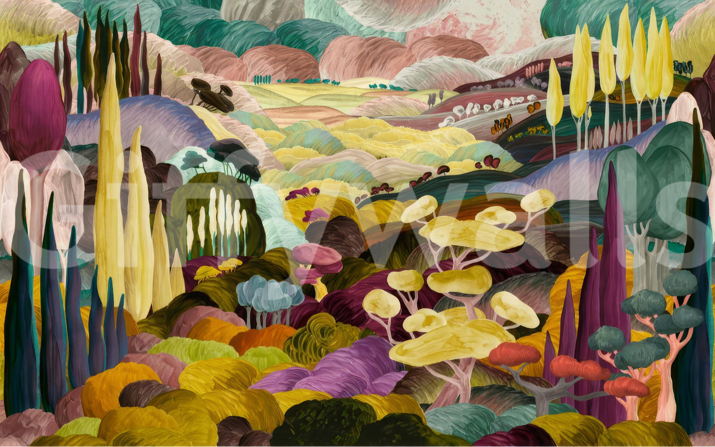 Vibrant Tonal Landscape Wall Mural