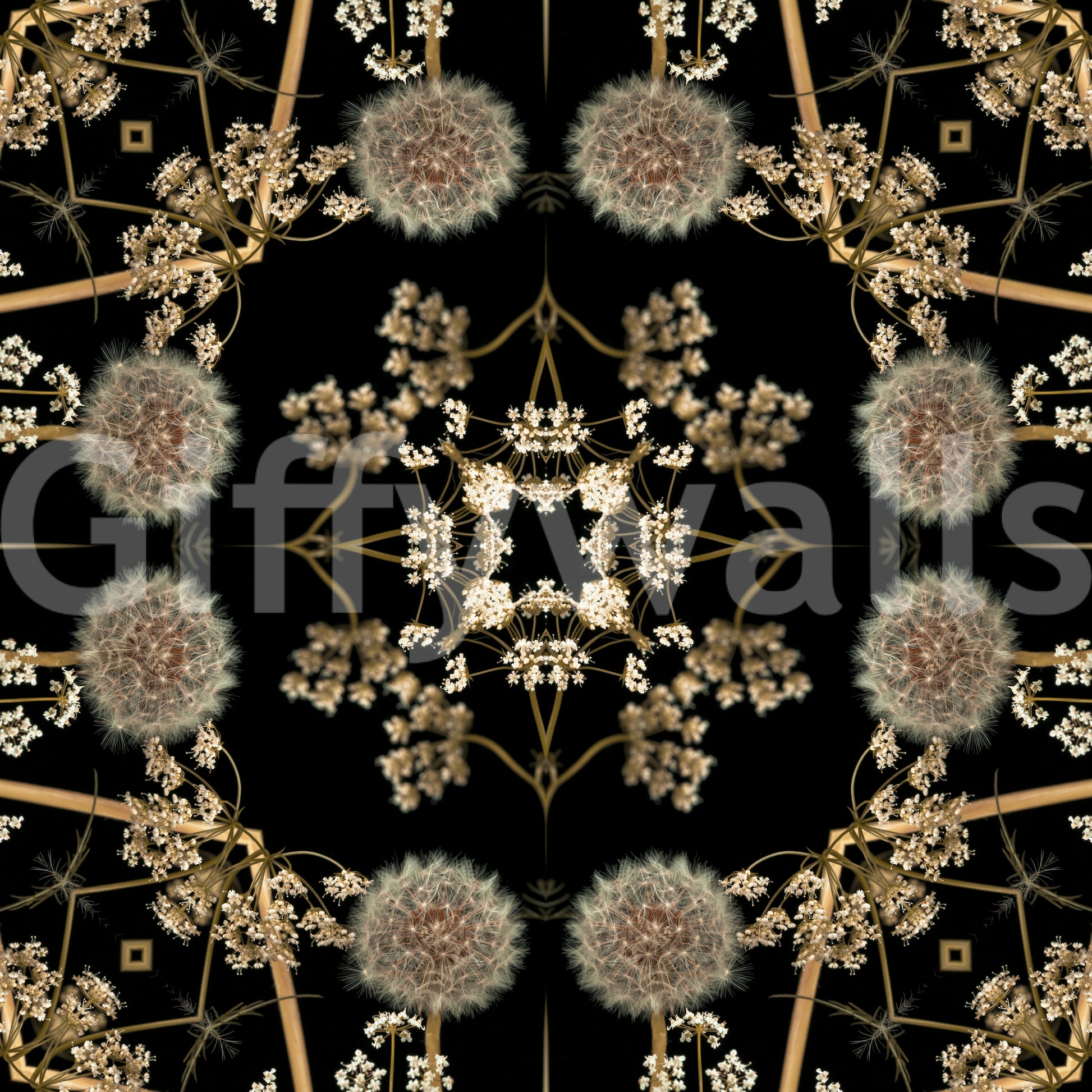 Midnight Dandelion Mandala Wallpaper⁠