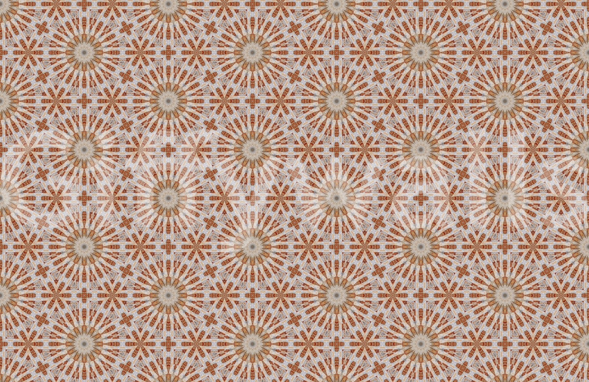 Terracotta Geometric Starburst Tile Pattern Wallpaper⁠