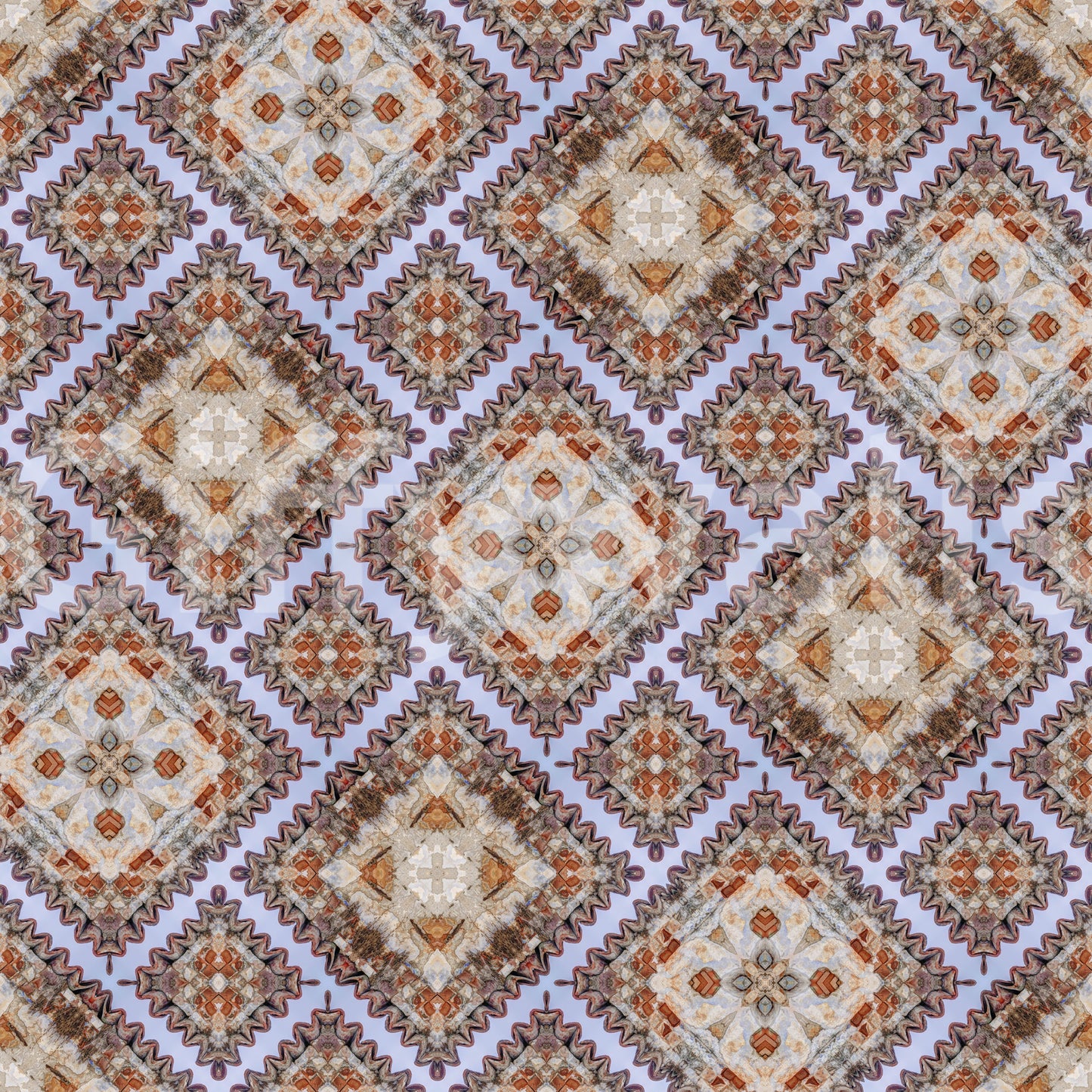 Rustic Diamond Lattice Mosaic Wallpaper⁠