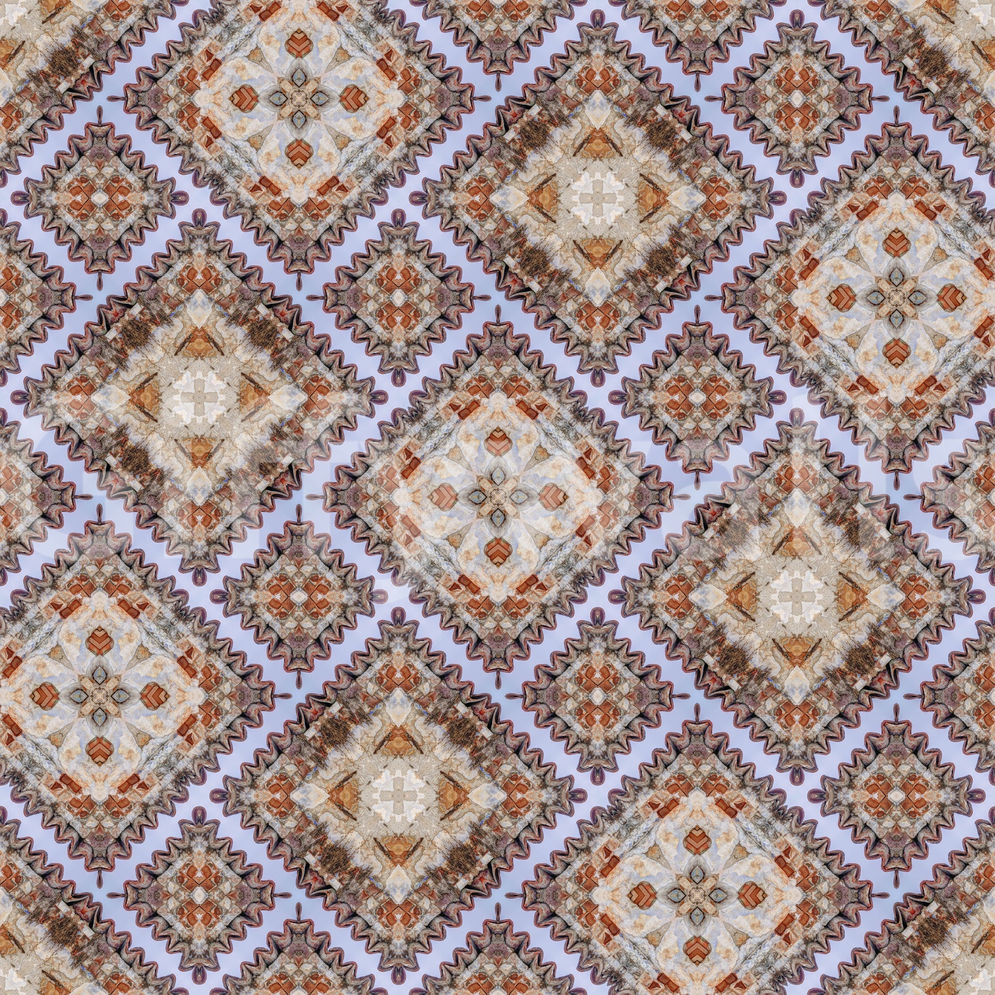 Rustic Diamond Lattice Mosaic Wallpaper⁠
