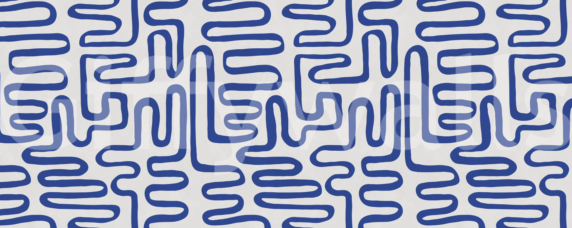 Cobalt Meandering Line Abstract Wall Mural