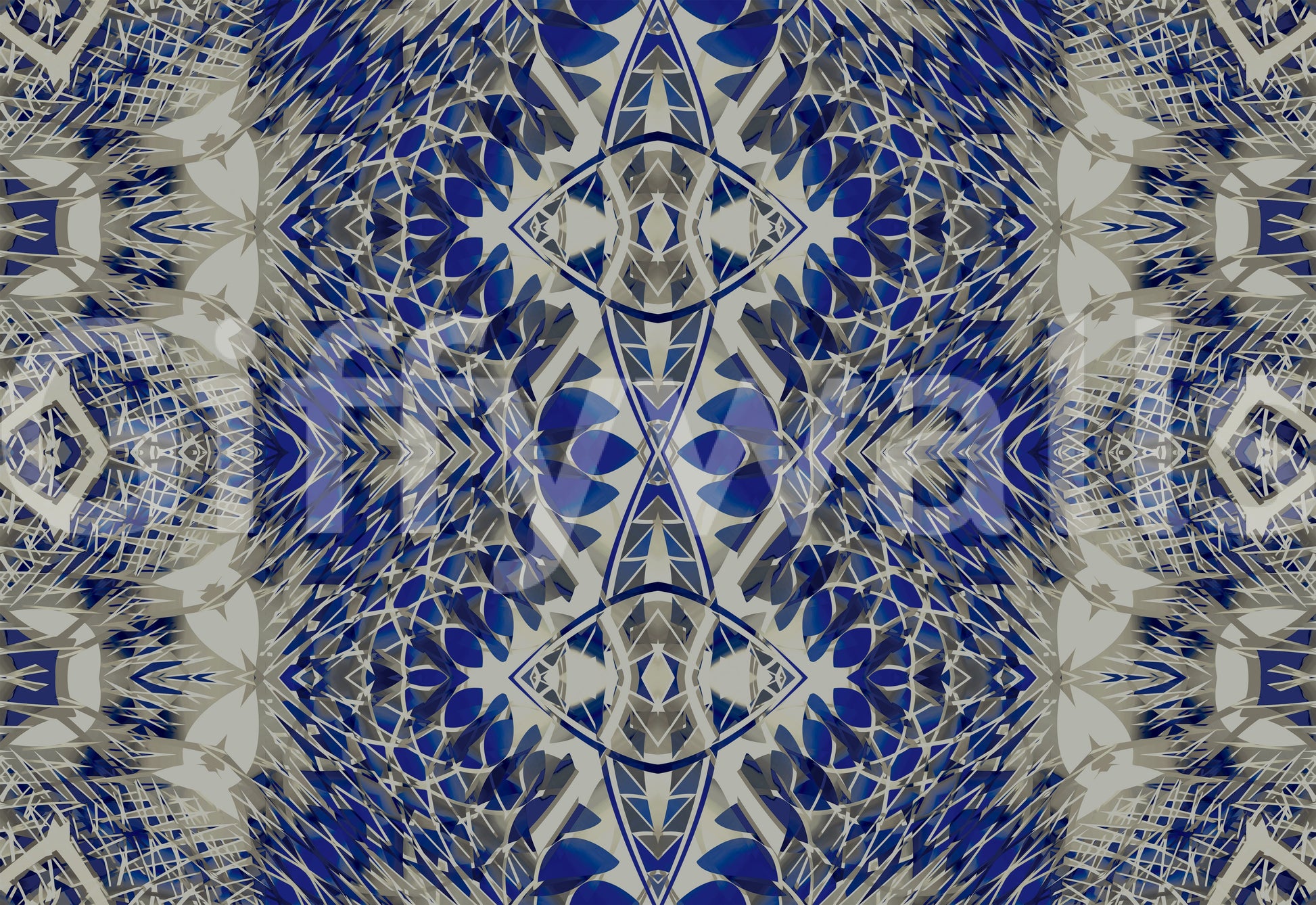 Blue & Gray Abstract Ornamental Geometric Wallpaper - AMBER DESIGN Wallpaper