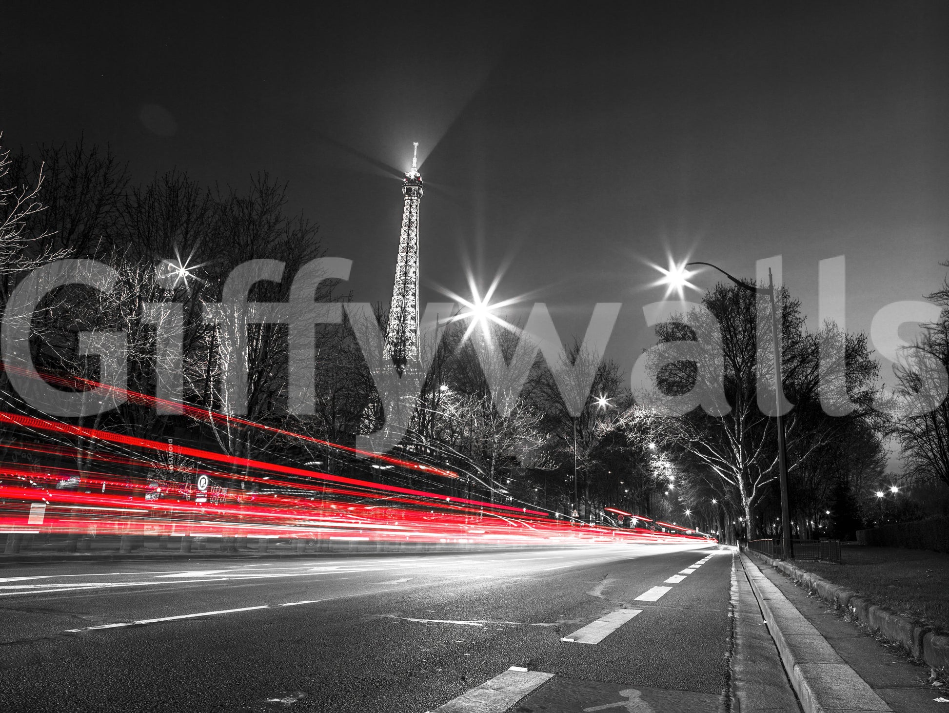 Night in Paris Cityscape Wall Mural
