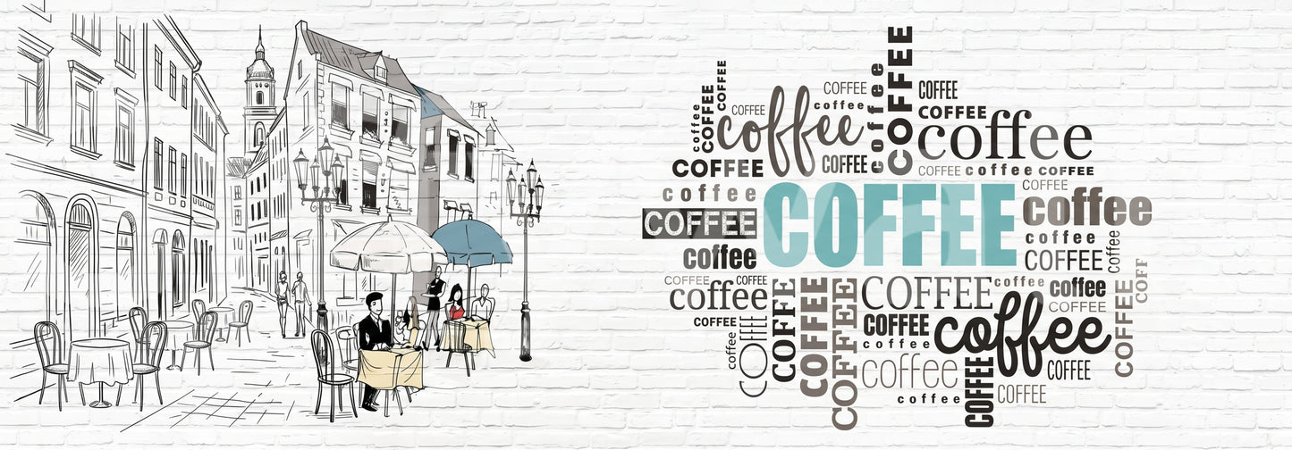 Hand-Drawn Bistro Narrative Wall Mural