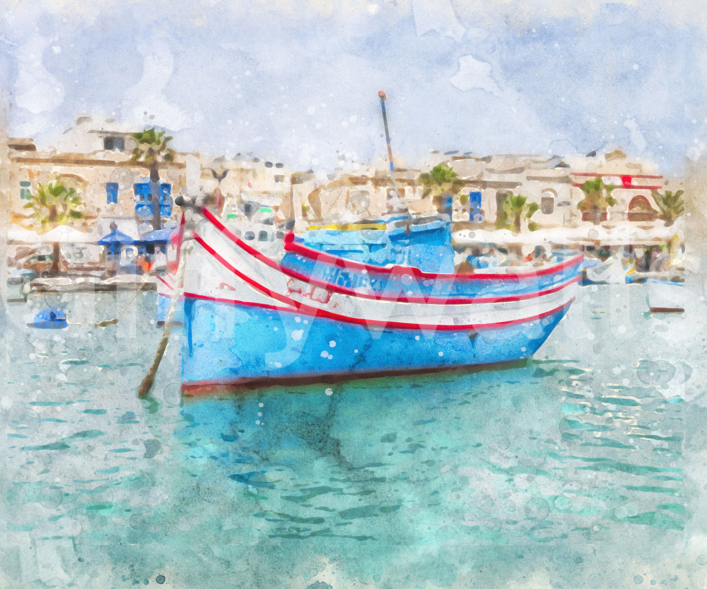 Sun-Drenched Coastal Fishing Vessel Wall Mural