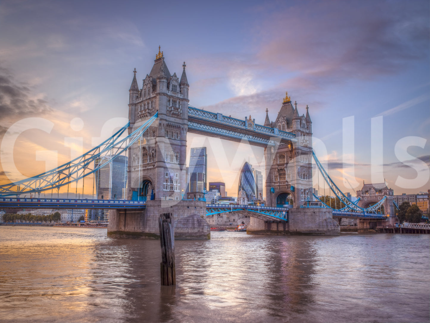 Victorian Gothic Bridge Silhouette Wall Mural