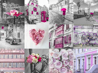 Monochrome Rose Cityscape Fusion Wall Mural