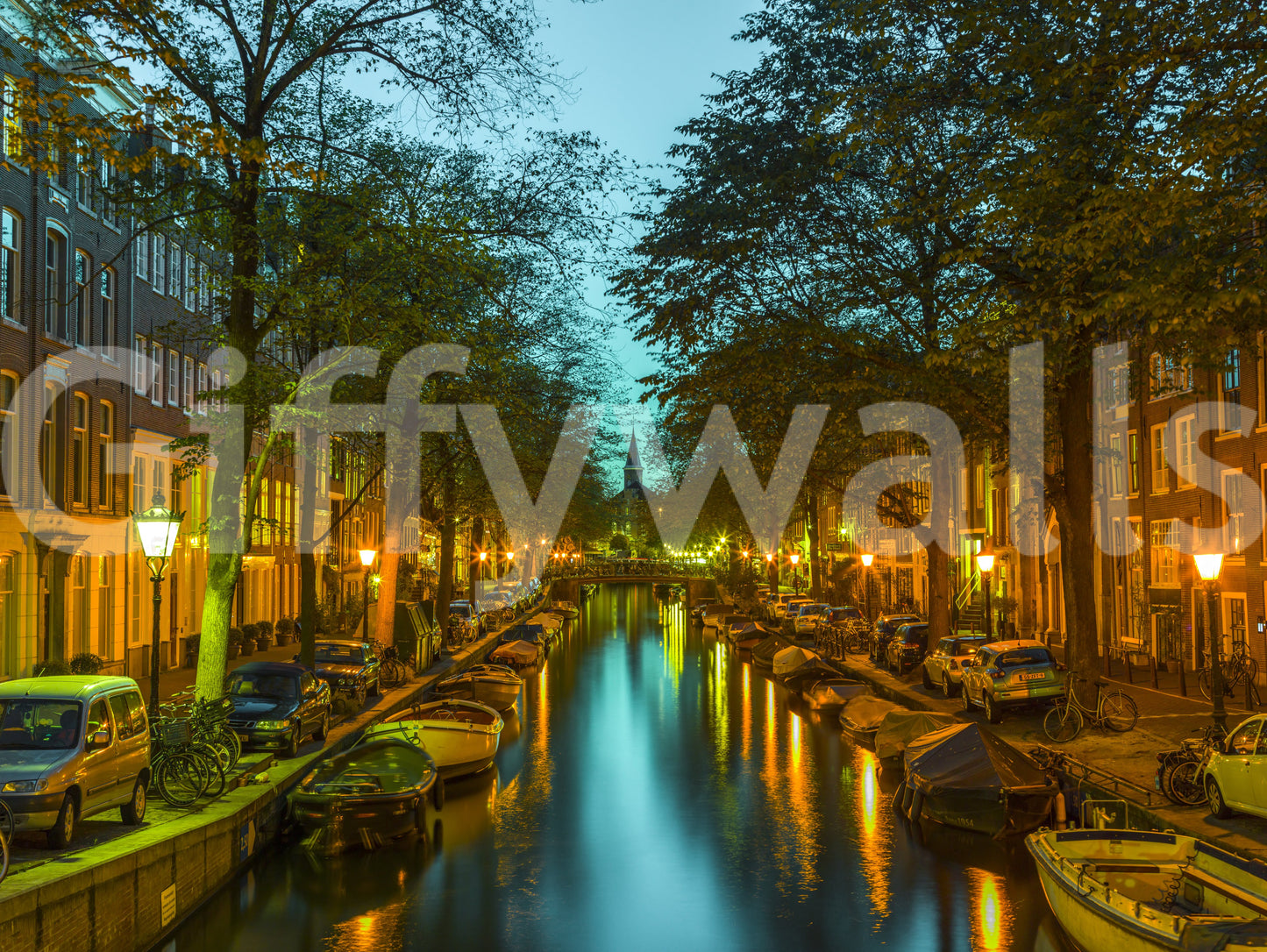 Amsterdam Canal Evening Reflection Wall Mural